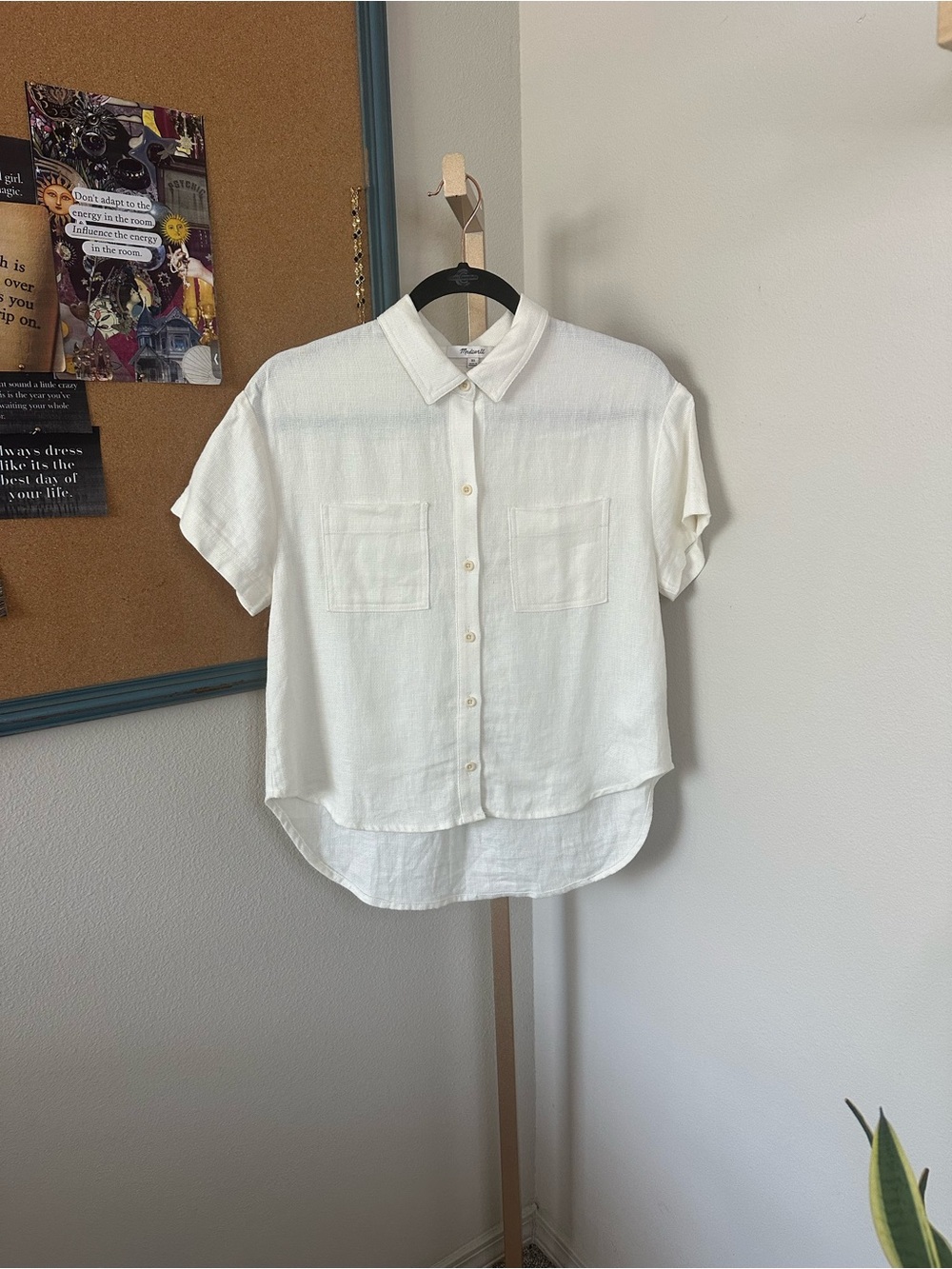 Madewell | Short-Sleeve Linen Button-Down Shirt in White